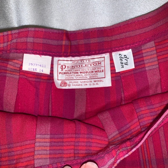 Pendleton vintage plaid tartan midi pleated skirt 14P Fuchsia purple a line - Picture 8 of 8